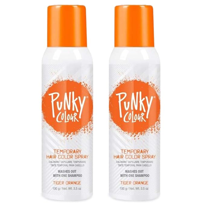 Punky Temporary Hair Color Spray – Tiger Orange, Instant Vivid Temporary Hair Dye for Women, Wash Out, Hair-Color Spray, 3.5 oz, 2 Pack