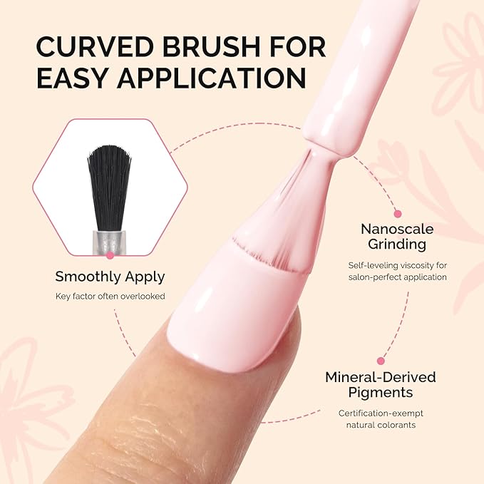 MelodySusie Fleurwee Plant Based Gel Nail Polish, Hema Free Pale Nude Pink Nail Polish, Soak Off UV LED Gel Polish Gift for Women 21 Non Toxic Long Lasting Nail Art Manicure Salon DIY at Home P12