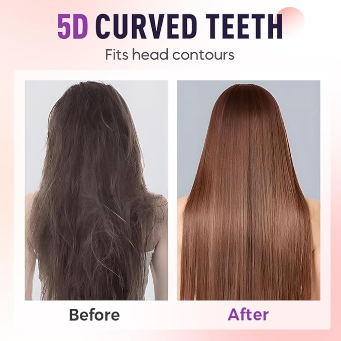 Go Brush Pro, Cordless Hair Straightener Brush, Portable Mini Hair Straightening Brush with 3 Temperature Settings & LED Display, USB Rechargeable Fast Heating Hairs Brush for Travel (Pink)