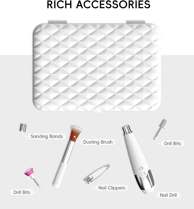 Portable Nail Dust Collector Deluxe Kit, Rechargeable Cordless Nail Quiet Vacuum Fan Cleaner with Mirror & Reusable Filters, Rich Nail Tech Tools, Compact Travel Size, Best Gifts for Women Teen Girls