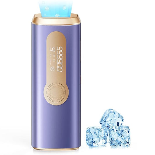 Laser Hair Removal, IPL Laser Hair Removal Device for Women & Men, Safe at-Home Nearly Painless 45°F Ice-Cooling Contact, Long-Lasting Result for Full Body & Face, Purple