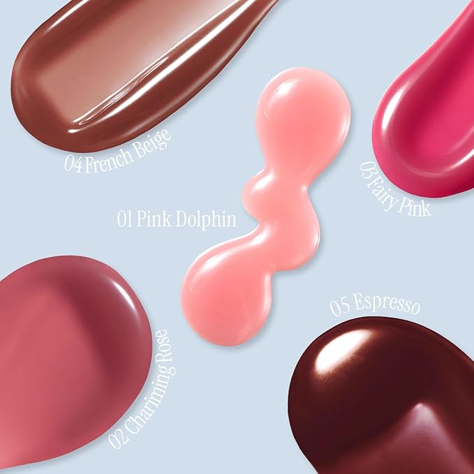 Crystal Dewy Lip Gloss | Lightweight & Non-Sticky | High-Shine & Long-Lasting | Hydrating Korean Lip Care Gloss | 0.17 oz. (03 FAIRY PINK)