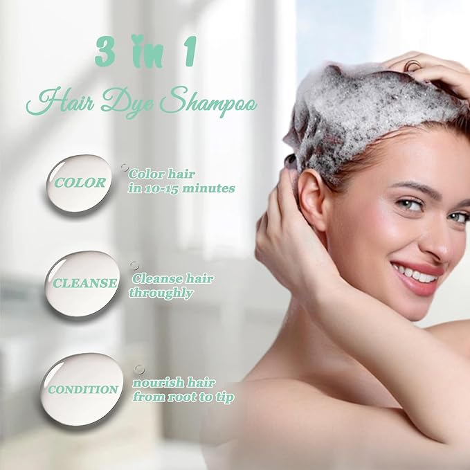 Fvquhvo Silver Gray Hair Dye Shampoo, Hair Color Shampoo for Women Men, Works in Minutes, Long Lasting Silver Hair Dye, Champu Para Canas, Grey Hair Dye Easy to Use 16.90 Fl Oz
