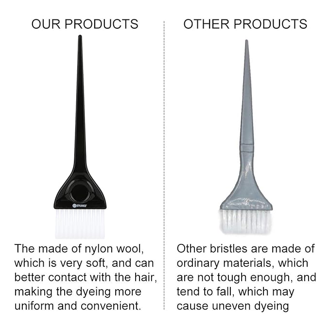 3 Pieces Hair Color Brush Kit, Balayage Tint Brush, Soft Deying Bristles for Salon & DIY Hair Coloring (Type C)