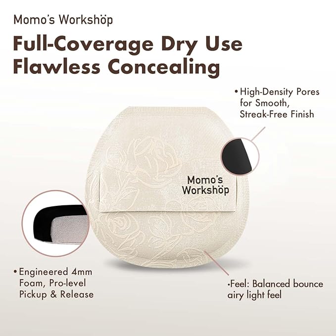 Satin White Flat-cut Shape Makeup Sponge,Firm Bounce Rubycell,Cushion Sponge with Wide PU Leather for Quick-Dry/Full Coverage Foundations, Cosmetic Puff,2pcs Beauty Puffs &Storage Case