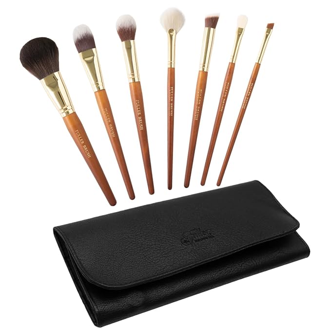 Fuller Brush Cosmetic Brush Set with Case – 7-Piece Makeup Brush Collection for Face & Eyes – Includes Powder, Foundation, Blush, Concealer, Eyeliner, Fan & Blending Brushes – Synthetic Bristles