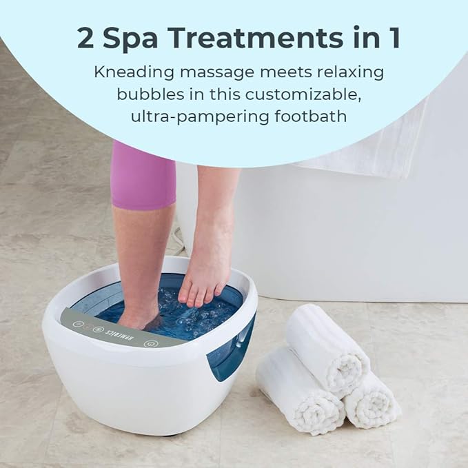 Homedics Shiatsu Bliss Footbath with Heat Boost, Foot Spa Massager, Deep Kneading Pedicure Tub, Vibrating Bubbles with Soothing Heat, Portable at-Home Spa