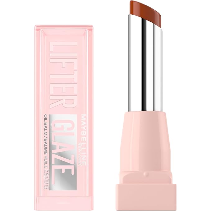 Maybelline Lifter Glaze Oil Balm with Hyaluronic Acid and Hydrating Oil Blend, Lip Balm with 24HRs of Smooth, Moisturizing Shine, Latte Crush (Sheer Medium Brown Nude)