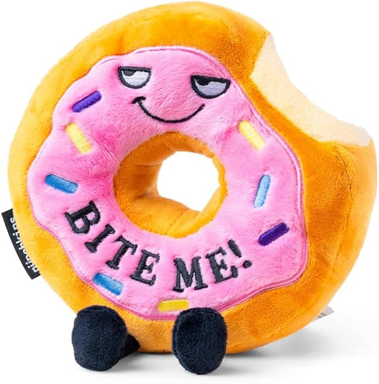 Punchkins Donut Plushie - Bite Me Sassy Donut Plush, Gift for Friends, Food Plush Toy for Gifting