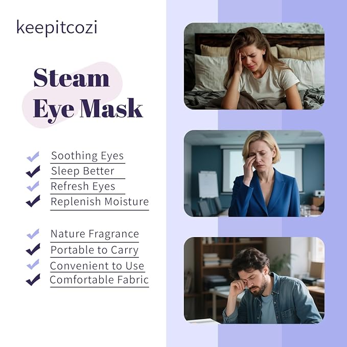 5 Pack Steam Eye Masks, Heated Eye Disposable Mask for Sleep Dry Eyes Dark Circles Treatment, Home Spa Relaxing Trip Gifts for Women Men