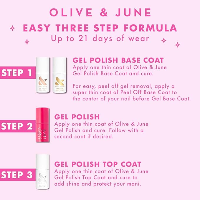 Olive & June Gel Polish | UV LED Nail Lamp Needed | Long Lasting Formula | Up to 21 Days of Wear | No Damage Removal|Salon-Quality Manicure Pedicure at Home|Vegan HEMA-Free Cruelty-Free| BP Icy Blue