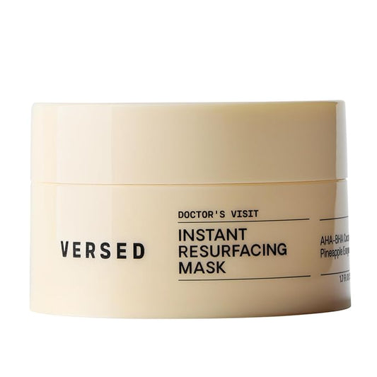 Versed Doctor's Visit Skin Resurfacing Face Mask - Glycolic Acid + Lactic Acid Face Exfoliant for Dark Spots & Skin Texture - AHA BHA Enzyme Mask to Brighten, Smooth Rejuvenate (1.7 fl oz / 50 ml)