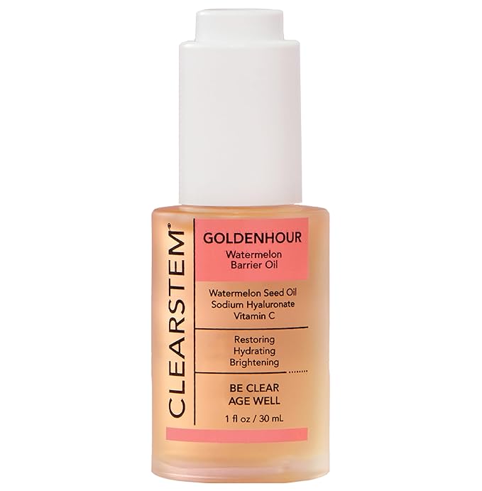 CLEARSTEM GOLDENHOUR Hydrating Facial Oil - Plumping Face Oil for Women for Deep Face Hydration - Non-Comedogenic Vitamin C Oil for Skin with Hyaluronic Acid and Watermelon Seed for Glowing Skin