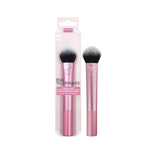 Real Techniques Tapered Cheek Brush, RT 449 Fluffy Blending Brush for Powder Blush & Highlighter, UltraPlush Synthetic Bristles, Vegan & Cruelty-Free Makeup Brush, 1 Count