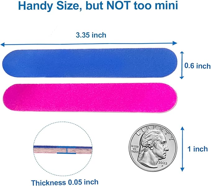 200 Pcs Emery Boards for Nails, Nail Files for Nature Nails Small Disposable Double Sided Colorful Nail File Bulk for Home Salon Travel Size Mini Manicure Kit for Men Women Kids Wood Emory Pink/Blue