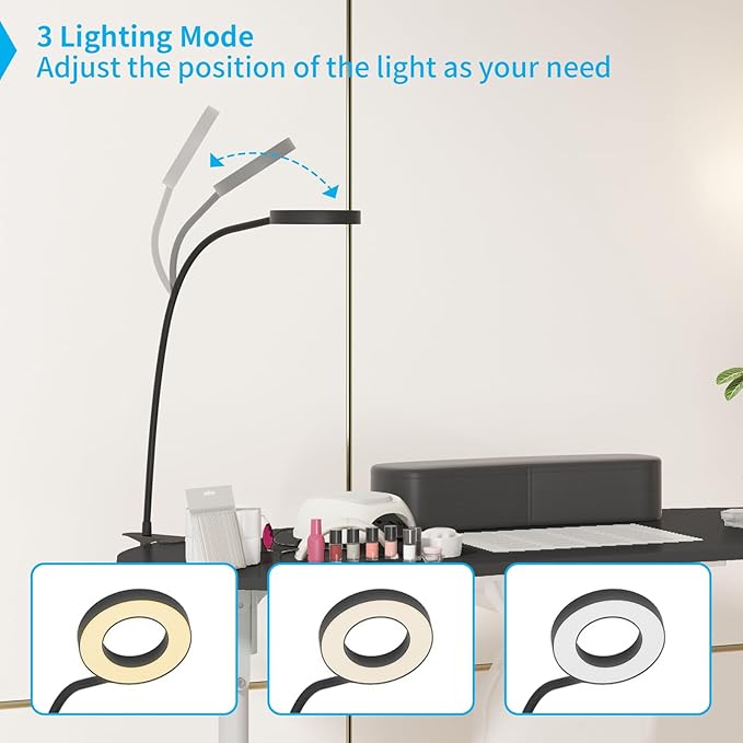 TABU Portable Manicure Nail Table, Foldable Manicure Table with Dust Collector Fan, LED Lamp, 4 Lockable Wheels and Carry Bag, Professional Nail Desk with Wrist Cushion (Black)