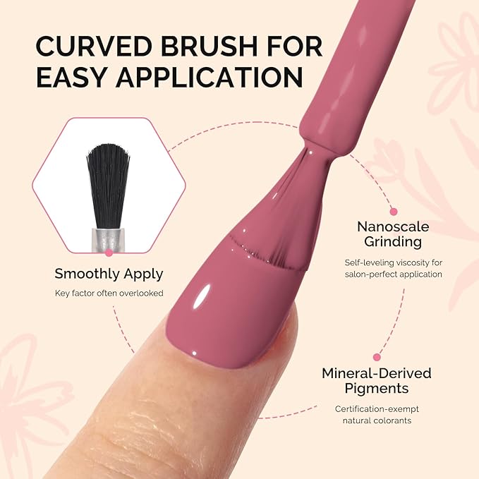 MelodySusie Fleurwee Plant Based Gel Nail Polish, Hema Free Pink Purple Nail Polish, Soak Off UV LED Gel Polish Gift for Women 21 Non Toxic Long Lasting Nail Art Manicure Salon DIY at Home P21