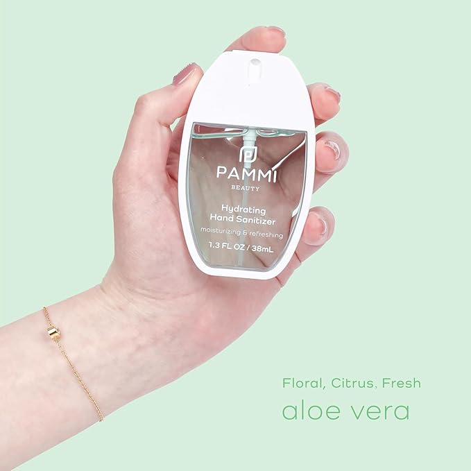 PAMMI Power Mist Hydrating Hand Sanitizer Spray, Portable Travel Size Pocket Hand Sanitizer, Scented Handsanitizer Mini Spray For Car - 600 Sprays (2 Packs (White Peach))