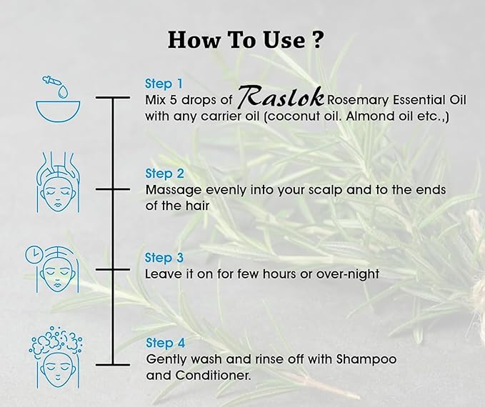 Rosemary Essential Oil | 100% Pure & Natural Steam Distilled | Aromatherapy & Scalp Massage Oil | No Additives or Fillers | 15 ml (0.5 fl oz)