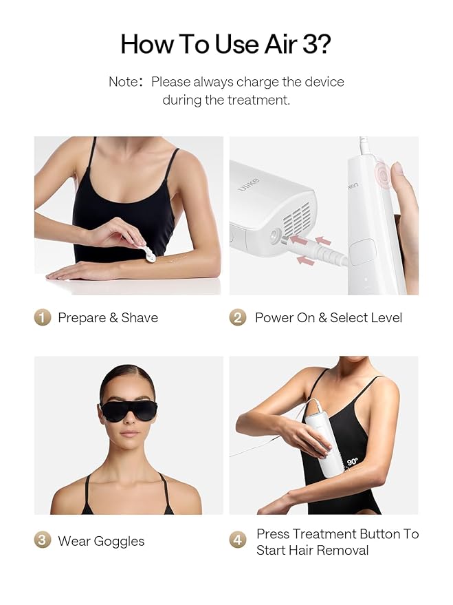 Ulike Laser Hair Removal for Women and Men, Air 3 Ice-Cooling IPL Hair Removal Device for Nearly Painless & Long-Lasting Results, 3 Modes & Auto Flashing for Fast Full Body Hair Removal from Home