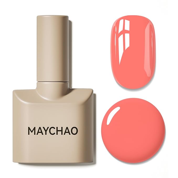 MAYCHAO 15ML Carrot Gel Nail Polish 1Pc Coral Pink Gel Polish Soak Off UV LED Nail Polish Nail Art Starter Manicure Salon DIY at Home, 0.5 OZ
