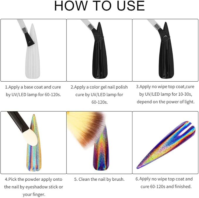 Artdone 16 Jars Chrome Nail Powder Nail Art Fimo Striping Tape Lines Decoration Metallic Mirror Effect Holographic Aurora Chameleon Pigment Powder 1g/Jar Pearl for Resin Craft & Nail Art