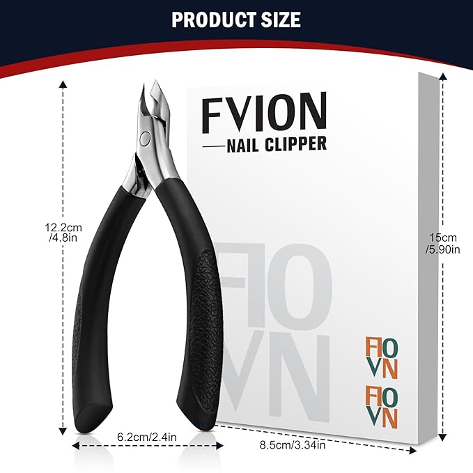 FVION Cuticle Trimmer – Professional Cuticle Nippers, Rubber Coated Handle Manicure Tools – Stainless Steel Cuticle Cutter for Nails (5mm)