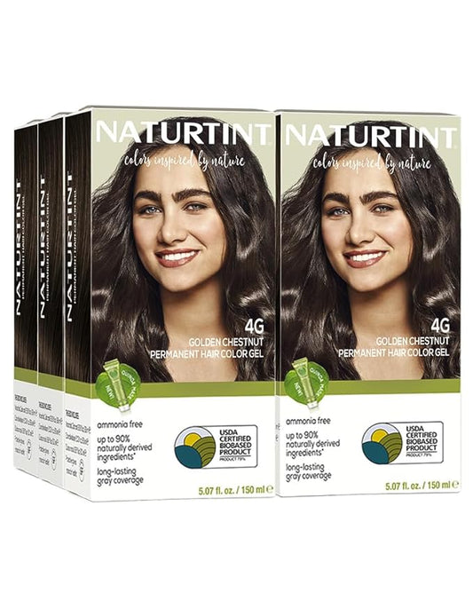 Naturtint 4G Golden Chestnut Permanent Hair Color (Pack of 6), Ammonia Free, Vegan, Cruelty Free, up to 100% Gray Coverage, Long Lasting Results (Packaging may vary)