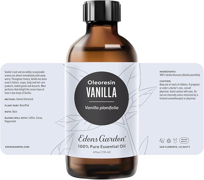Edens Garden Vanilla-Oleoresin Essential Oil- 100% Pure Premium Grade, Undiluted, Natural, Therapeutic, Aromatherapy, The Best for Diffuser, Candle, Humidifiers, Kid Safe 118 ml (4 fl oz)