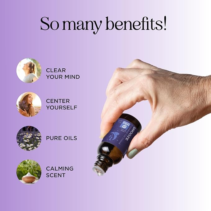 Sleep Essential Oil Blend for Diffuser - Snooze Blend Essential Oil for Sleep with Lavender Roman Chamomile Cedarwood and More - Aromatherapy Oil Blend for Peaceful Nighttime Relaxation