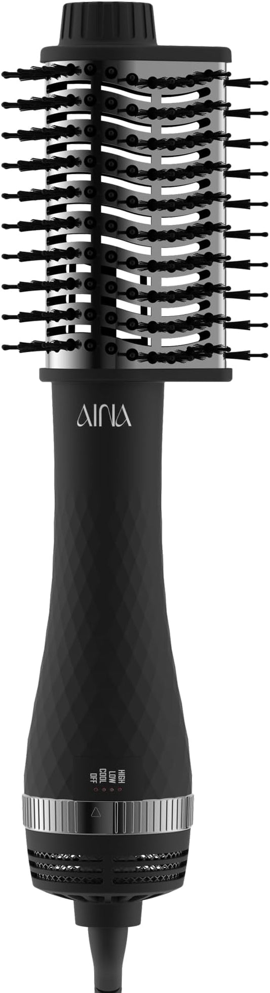 AINA Hot air Brush, Blow Dryer Brush | 60MM 2-in-1 Titanium Volumizer, 3 Heat Settings | 360° Vented Airflow 110V/ALCI Plug (65mm Triangle)