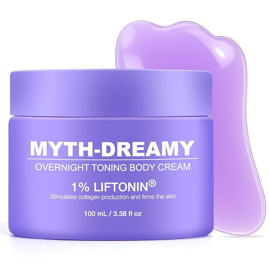 Overnight Toning Body Cream with Gua Sha Tool, Firming Lotion for Loose Skin & Improve Cellulite Appearance, Skin Tightening Cream for body, Belly, Arms, Thighs - 3.38 fl.oz