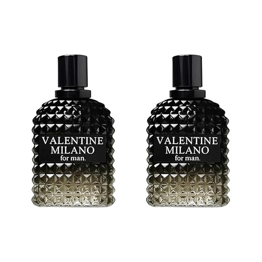 Mens Cologne, Valentine Milano Eau de Parfum Spray for Men – 3.4 Fl. Oz | Amber Wood Scent | Long Lasting Fragrance Inspired by Designer Cologne - (2 Pack)