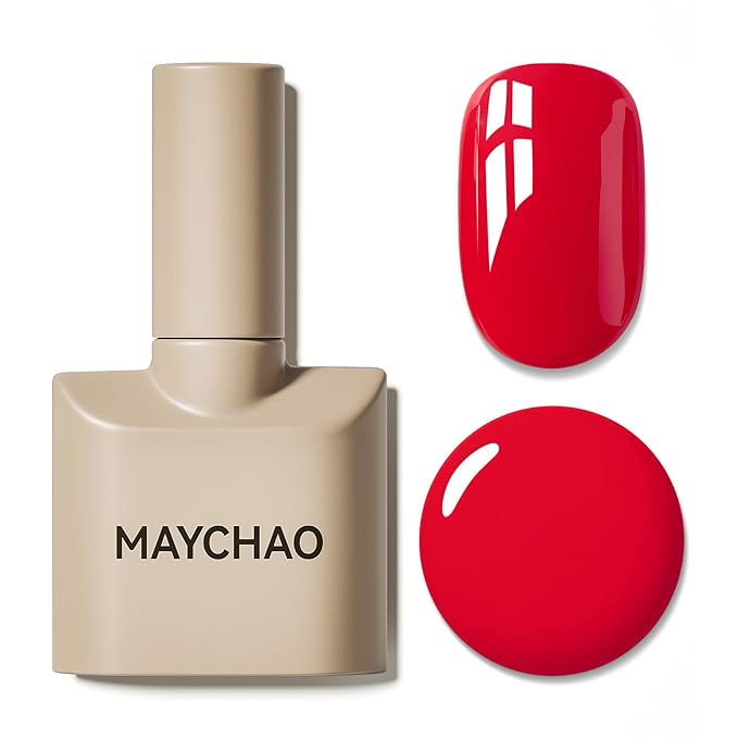 MAYCHAO 15ML Neon Red Gel Nail Polish 1Pc Bright Red Gel Polish Soak Off UV LED Nail Polish Nail Art Starter Manicure Salon DIY at Home, 0.5 OZ