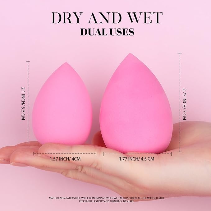 FANDAMEI 15 PCS Makeup Sponge Set, 5 PCS Makeup Sponges, Latex Free Soft Makeup Sponges For Foundation With Container, 10 PCS Triangle Powder Puff, Makeup Puff, For Powder, Cream and Liquid Cosmetic