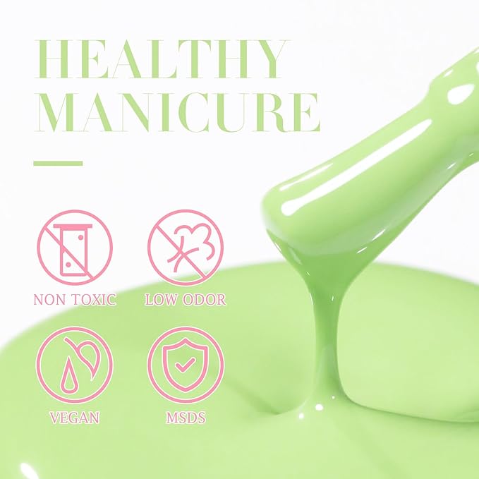 Double Rhythm 15ML Gel Nail Polish Pure Sheer Same Color Same Bottle Soak Off Gel Polish Art Manicure Salon DIY at Home for Women (Green-A1391)