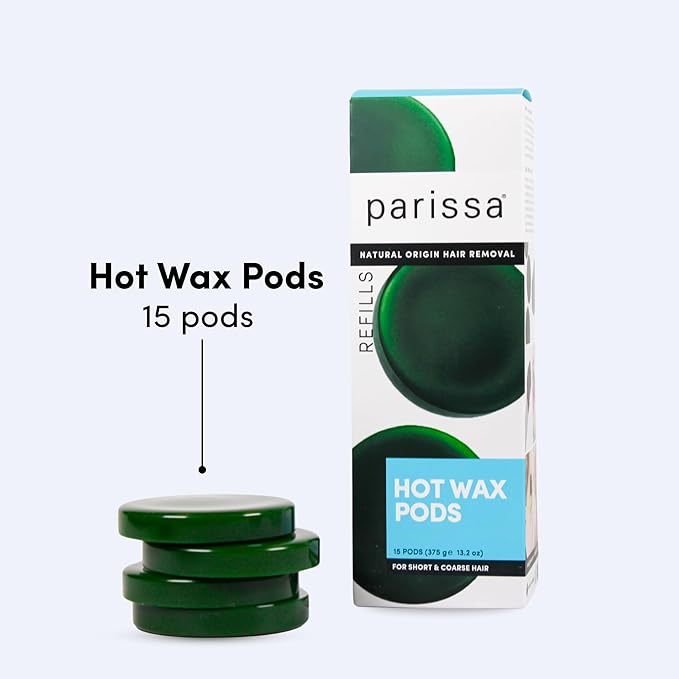 Parissa Hard Wax Refill Pods |15 Pods (13.2 Oz) | No-Strip Hot Wax with Natural Beeswax, Salon-Strength for Brazilian, Bikini & Facial Hair Removal | For Sensitive Skin, Chin, Upper Lip & Face