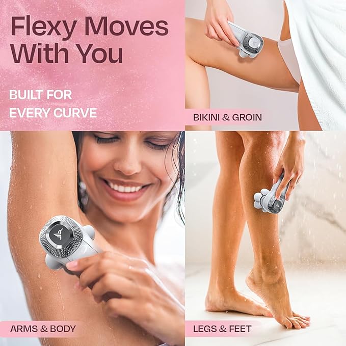 HUMMINGBIRD Flexy Electric Razors for Women – Cordless Rechargeable Waterproof Electric Leg Shaver for Silky Smooth Legs, Hair Removal Kit, Exfoliator, Cleanser, Travel Case & Bikini Trimmer for Women