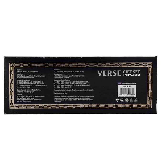 NovoGlow Verse Mini 4-Piece Fragrance Gift Set for Men - Aromatic, Floral, Oriental & Woody Notes - Individually Boxed - Travel Size - 25ml Eau De Parfum