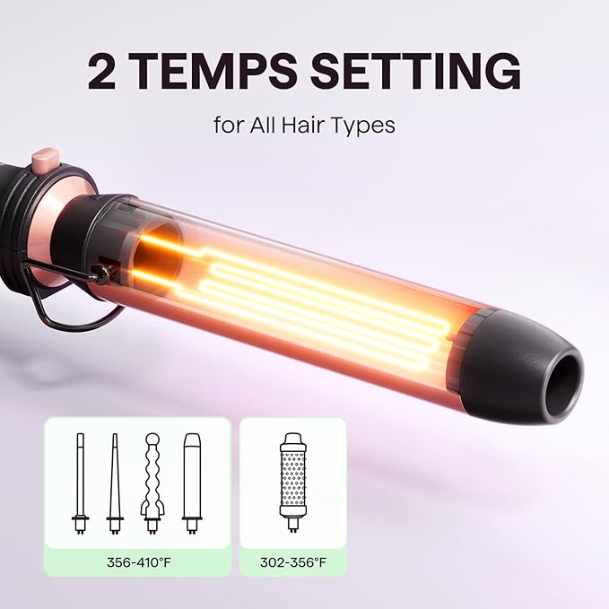 Wavytalk 5 in 1 Curling Wand Set, Multi Curl, Curling Wand Set with Thermal Brush and 4 Interchangeable Ceramic Curling Wand(0.5”-1.25”), Instant Heat Up Wand Curling Iron (Rose Gold)