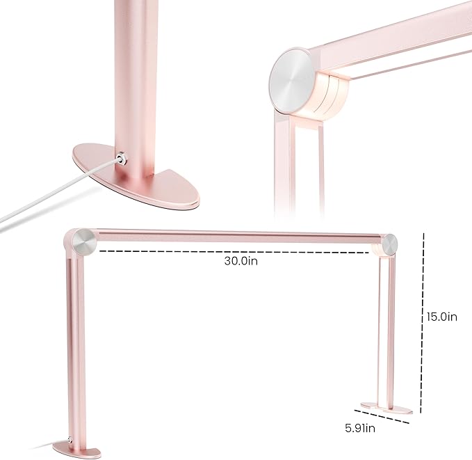 Nail Tech Lamp for Desk，30" 48W Professionals Led Light, Desk Lamp for Lash Eyelash Extension,Color Temperature 2700K-6000K, Full fold Makeup lamp,Salon&Home(Pink)