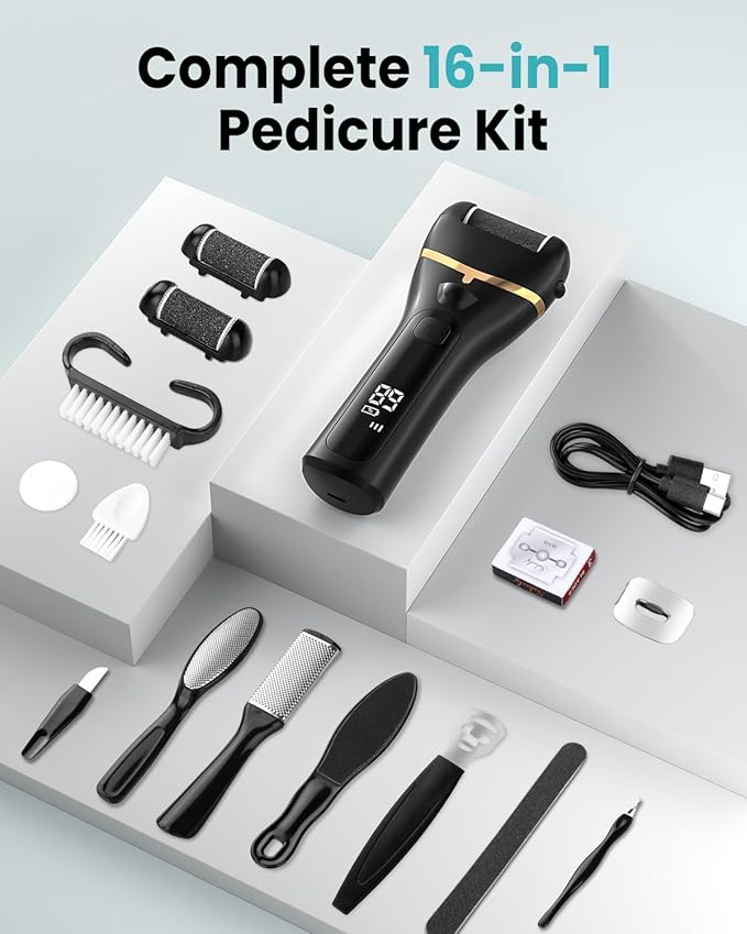 Electric Foot Callus Remover with 10000 RPM Motor and 3-Speed Settings, Foot Scraper Kit for Women’s Home Pedicure Foot File with Type-C Charging