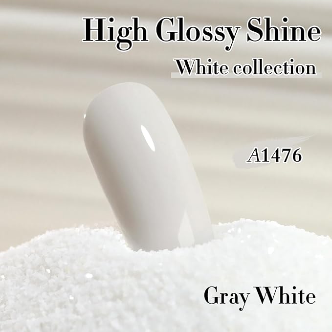 Double Rhythm 15ML Gel Polish Pure Sheer Same Color Same Bottle Soak Off Gel Polish Art Manicure Salon DIY at Home for Women (Gray White-A1476)