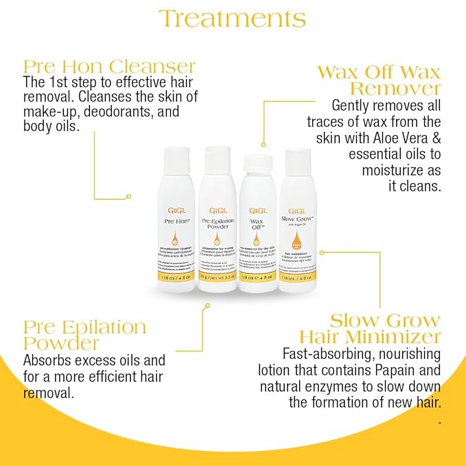 GiGi Student Starter Waxing Kit - All-Purpose Honee Hair Removal Wax Kit with Wax Warmer, Pre & Post Care, Muslin Strips, and Applicators - At-Home & Salon Use for Face, Body, Arms, and Legs