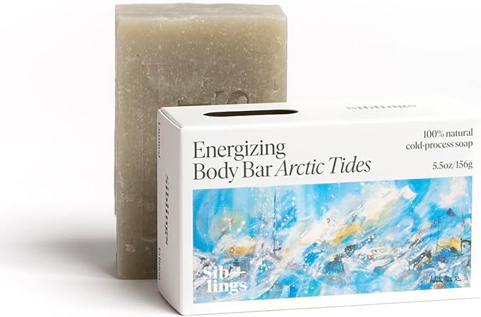 Siblings Essentials, Energizing Body Bar, Rejuvenating Body Bar Soap (Arctic Tides) Revitalize Dull Dry Skin, Natural Botanical and Essential Oils
