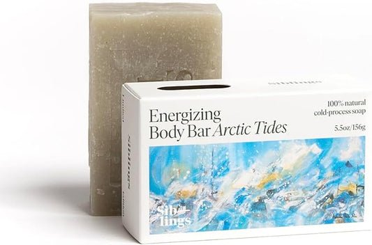 Siblings Essentials, Energizing Body Bar, Rejuvenating Body Bar Soap (Arctic Tides) Revitalize Dull Dry Skin, Natural Botanical and Essential Oils