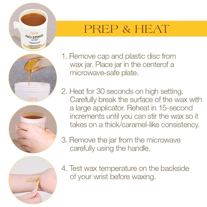 GiGi No Sting Wax with Kava Kava – Microwave Hair Removal Wax, 8 Ounces