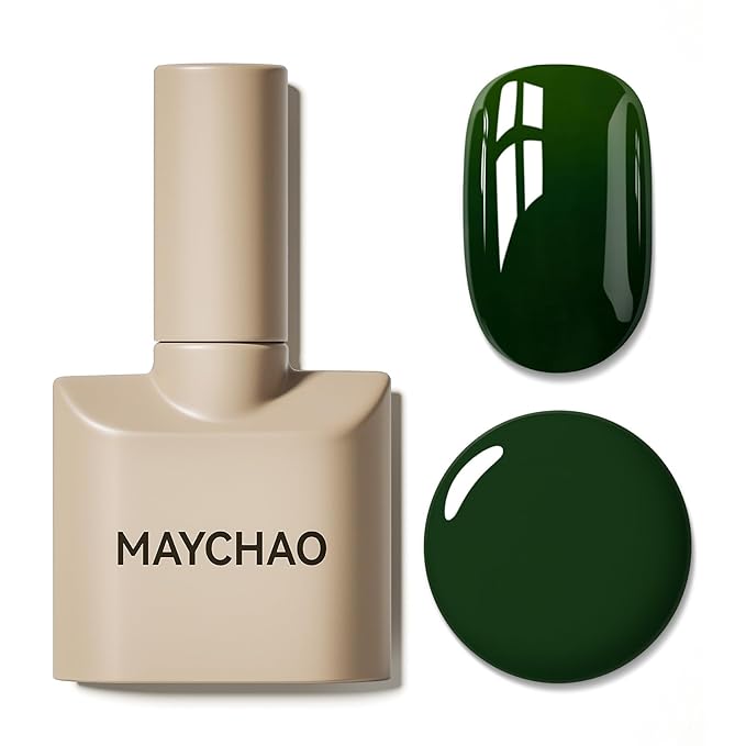 MAYCHAO 15ML Green Gel Nail Polish 1Pc Forest Green Gel Polish Soak Off UV LED Nail Varnish Nail Art Starter Manicure Salon DIY at Home, 0.5 OZ