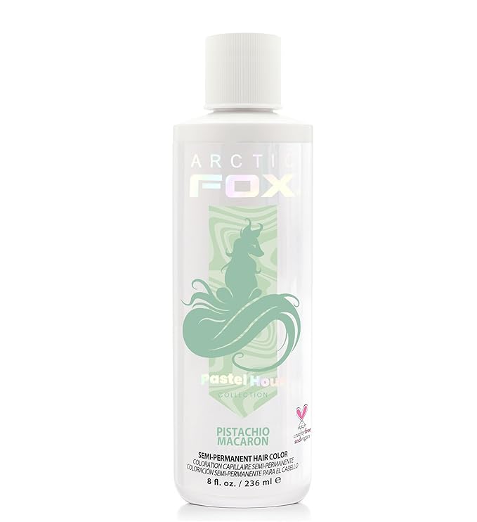 Arctic Fox Semi-Permanent Hair Dye, Vegan & Cruelty-Free, Pastel Mint Green, Conditioning, Ammonia-Free, Peroxide-Free, Non-Toxic, For All Hair Types, 8 fl oz, Pistachio Macaron