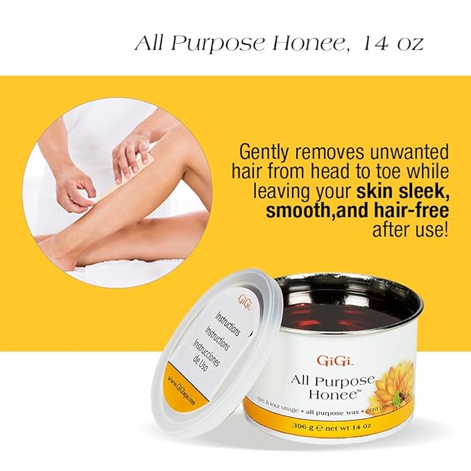 GiGi Student Starter Waxing Kit - All-Purpose Honee Hair Removal Wax Kit with Wax Warmer, Pre & Post Care, Muslin Strips, and Applicators - At-Home & Salon Use for Face, Body, Arms, and Legs